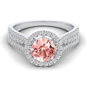 แหวนหมั้นเพชรพลอยมอร์แกไนต์สีชมพูทองคำ 14K คุณภาพพรีเมียม REYES แหวนแต่งงานสำหรับผู้หญิง เครื่องประดับมุก - Product Image 5