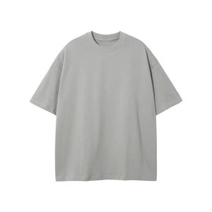 Men's Oversized Letter Pattern Gray Short Sleeve Cotton T-Shirt O-Neck Regular Fit Casual Worsted Knitted Front Silk <b>Screen</b> - Product Image 5