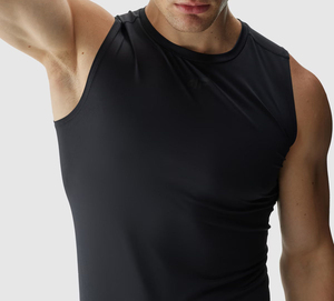 Débardeur de sport côtelé sans manches personnalisé OEM pour hommes, en polyester et élasthanne, idéal pour la course, la gym et le fitness - Product Image 3
