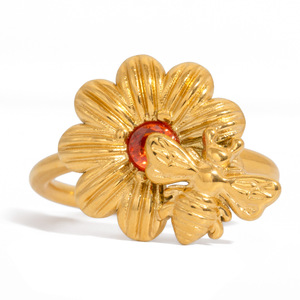 Wholesale Classic <b>Adjustable</b> 18K Gold Plated Stainless Steel Daisy <b>Ring</b> with ZIRCON for Women Open Index Finger <b>Ring</b> - Product Image 6