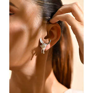 Fulhari Meera Jaipur India Fashion <b>Stud</b> <b>Earrings</b> <b>Silver</b> with Stylish Design - Product Image 5