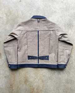 Men Canvas <b>Racer</b> <b>Jacket</b> Workwear Style Turn-down Collar Belt Closure Autumn Solid Color Regular Fit Cotton Bamboo Fiber - Product Image 1