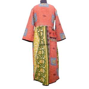 Vestido estilo A de algodón 100% con estampado floral kantha, elegante para el día a día y para mujeres confiadas en el trabajo, ecológico y cómodo de llevar. - Product Image 6