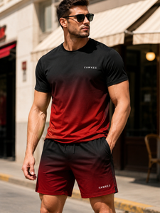 Fawkes Men's T-Shirt Shorts <b>Set</b> Quick Dry Knitted Fleece 100% Cotton Breathable Summer Casual Wear <b>Cheap</b> Price Best Selling - Product Image 4
