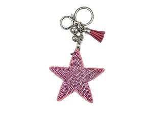 Llavero bordado con cuentas de colores rosa con un hermoso diseño de corazón y accesorios para bolsos hechos a mano de la India - Product Image 3