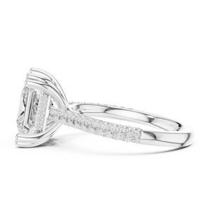 Anillo de Compromiso con Diamante Corte Radiante, Oro Rosa, Engaste Pavé, Montura de Garras, Estilo Clásico para Mujer, Joyería Fina - Product Image 6