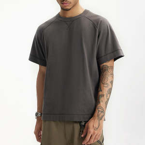 เสื้อยืดแขนสั้นทรงครอป คอตตอน แขนเสื้อแบบแร็กแลน ดีไซน์ X คอเสื้อแบบคอกลม สำหรับผู้ชาย - Product Image 2