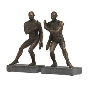 Aluminum Vertical Silver Plated Figurative Sculpture Bookends Set of 2 Contemporary Artistic Tabletop <b>Decor</b> for Living Room - Product Image 5