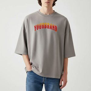New Fashionable Oversized Loose Fit Men's T-<b>Shirts</b> Custom Embroidered Logo Short Sleeve Eco-Friendly 100% Cotton Hip Hop Man - Product Image 3