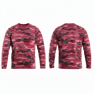 Wholesale Clothing Manufacturer Apparel <b>Camouflage</b> Long Sleeve Crew Neck <b>T</b> <b>Shirt</b> Men's Workwear Breathable Cotton Camo <b>T</b> <b>Shirts</b> - Product Image 6