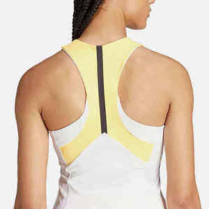 Women's Yellow <b>White</b> Color Blocked Pickleball Uniform Dress High Neck Sleeveless Moisture Wicking Breathable Fitted Sportwear - Product Image 6