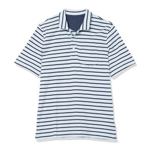 Polo de Algodón a Rayas de Manga Corta para Hombre con Bolsillo, Estilo Casual, Corte Regular, Tejido Oxford - Product Image 1