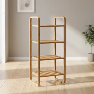 Estante de Almacenamiento de Bambú de 4 Niveles, Estante Independiente Minimalista, Organizador que Ahorra Espacio para Baño - Product Image 1