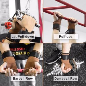 Men and Women's Non-Slip Cowhide Padded Workout <b>Gloves</b> Weight Lifting <b>Grips</b> <b>with</b> Wrist Straps for Deadlift Fitness <b>Gloves</b> - Product Image 5