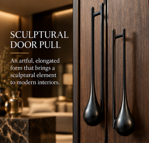 Tirador de puerta cónico en forma de lágrima, acabado negro mate, tirador largo para gabinete, herrajes distintivos para muebles de interiores modernos - Product Image 5