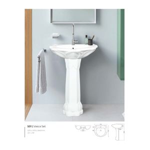 Elegante lavabo de cerámica con pedestal para lavandería, 570x470x840mm, lavabo de porcelana para baño, lavabo para lavar ropa, para uso en el área de servicio. - Product Image 6