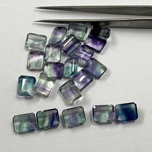Piedras Preciosas Sueltas de Fluorita Natural Multicolor de 5x7mm-10x12mm, Forma Octogonal, Corte Facetado, Certificadas por IGI, para Fabricación de Joyería - Product Image 4