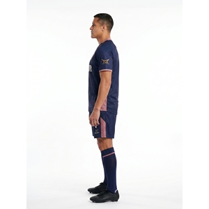 เสื้อแข่งขันแท้สำหรับผู้ชาย ผ้าโพลีเอสเตอร์ 100% เสื้อฟุตบอลพร้อมตาข่ายแบบพิเศษ รับผลิตตามแบบ OEM ชุดทีมแข่งขัน - Product Image 3