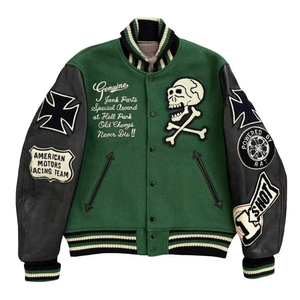 Chaqueta Universitaria de Graduación, Mezcla de Lana, Mangas de Cuero, Fabricantes de Chaquetas Letterman OEM, Apliques de Chenilla Bordados - Product Image 5