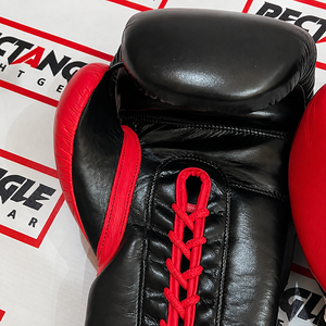 Gants de boxe rectangulaires à lacets, équipement d'entraînement professionnel pour le combat et le sparring, en cuir véritable, fabriqués à la main, pour adultes. - Product Image 2