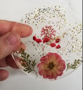 Round Resin Dry Flower <b>Drink</b> <b>Coaster</b> Set 300mm Diameter 5mm Thick Wabi-Sabi Design Home Decor Gift - Product Image 3