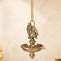 Bhimonee Decor |   Diya suspendu en laiton artisanal en forme de paon |   Lampe à huile traditionnelle à 5 mèches |   Finition antique |   Temple ethnique Pooja | |