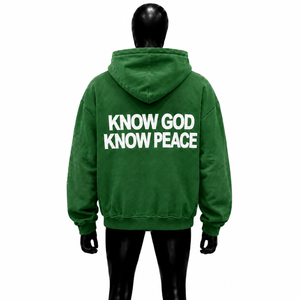Green No God No Peace Graphic Hoodie Oversized Streetwear Pullover Sweatshirt Unisex Men <b>Women</b> Casual Fashion Hooded <b>Top</b> Bold - Product Image 2