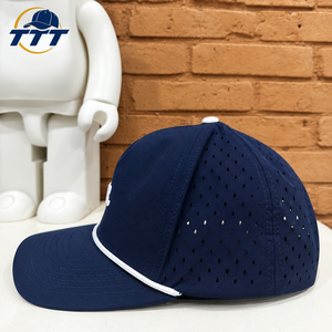 Casquette de golf personnalisée à 5 panneaux avec logo en caoutchouc découpé au laser, respirante, à fermeture snapback, vente en gros, fabricant vietnamien, OEM ODM, usine de casquettes de sport - Product Image 2