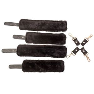 Ensemble de menottes pour poignets et chevilles en peau de mouton avec connecteurs métalliques robustes, imprimés par transfert thermique, largeur 4,5 cm - Product Image 5