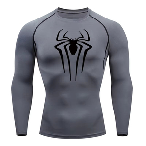 <b>Men</b> Rash Guard Spider Print Long Sleeve <b>Compression</b> <b>Shirts</b> <b>for</b> <b>Men</b> Gym Workout Rash Guard Undershirts Quick Dry Fabric UV Rays - Product Image 4