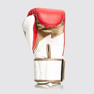 Gants de boxe de luxe professionnels pour la lutte, fabrication OEM personnalisée, cuir rouge, or, blanc, durables, haute performance, pour le sparring - Product Image 5