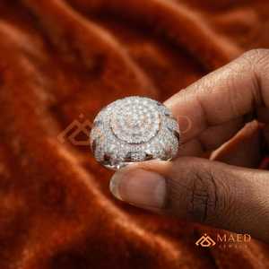 925 Sterling Silver Mens Moissanite Halo Cluster <b>Ring</b> Hip Hop Anillo <b>Iced</b> Out Luxury Jewelry Regalo Hombre - Product Image 4