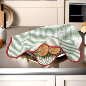 Serviette de table en coton réutilisable et écologique Ridhi Boho, motif carré à rayures bleues avec passepoil jaune, imprimé au bloc, pour la maison et l'hôtellerie - Product Image 5