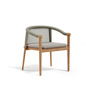Fauteuil de salle à manger d'extérieur en teck massif naturel, écologique, avec dossier, design moderne et léger, pour restaurant, café, mobilier - Product Image 1