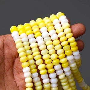 Natural Shaded <b>Candy</b> Yellow Opal Smooth Rondelle Beads 7-8mm Opal Loose Gemstone Beads For Jewelry Making DIY Bracelet <b>Necklace</b> - Product Image 5