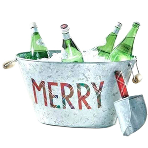 Cubo de hielo de Metal galvanizado, tinas de bebidas decorativas de mesa, bañera de bebida de hierro de Metal de forma ovalada, Cubo de vino y cerveza - Product Image 6