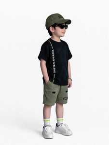 ONETEN APPARELS <b>Men</b> Blank Solid Black <b>T</b>-<b>Shirt</b> <b>Green</b> Cargo Shorts Set Short Sleeve Crew Neck Two Piece Outfit - Product Image 4