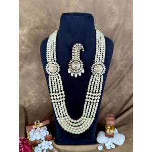 Indian Ethnic Artificial <b>Jewellery</b> 24K <b>Gold</b> Plated Jignesh Mala and Kalangi Combo <b>Set</b> - Product Image 3