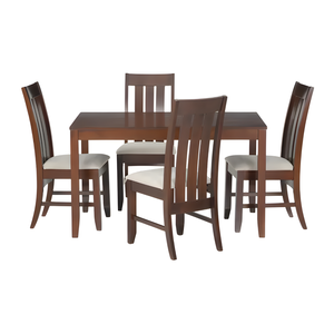 Premium Hardwood 5-Piece <b>Dining</b> Set 4 Seater Espresso Wood Table and Cushioned Vertical Slat <b>Chairs</b> Sustainable <b>Dining</b> Furniture - Product Image 3