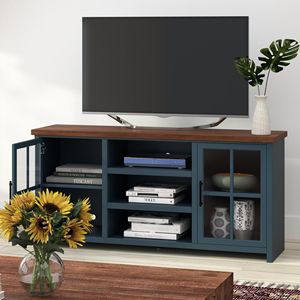 Bridgevine Home Nantucket 67 pollici Console TV supporto Blue Denim Whiskey finitura nessun assemblaggio richiesto per TV fino a 80 pollici - Product Image 2