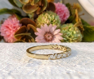 Lab Grown Diamond 0.50 CTW Marquise Cluster <b>Wedding</b> Band Solid 14K Yellow Gold Bridal Eternity Ring Third Party Certified - Product Image 3