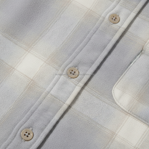 Camisa de Franela para Hombre, Gris a Rayas, Manga Larga, Transpirable, Personalizable, OEM, Venta al Por Mayor - Product Image 6