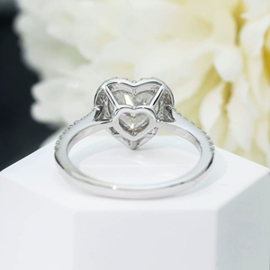 925 Sterling Silver Engagement Band Heart Cut 2 Carats Vvs Moissanite Main Diamond Women Wedding <b>Finger</b> <b>Rings</b> - Product Image 5
