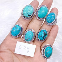 Bague en argent sterling 925 au design vintage, avec turquoise naturelle taille ovale, qualité héritage, faite sur mesure, style bohème, idéale pour les fêtes