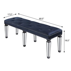 Scuro blu scuro e nero con panca trapuntato eleganti mobili da soggiorno - Product Image 6