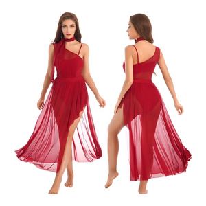 Robes de danse lyrique pour femmes avec foulard pour la danse moderne, la valse, le flamenco, la danse de salon, la performance sur scène et les compétitions - Product Image 3