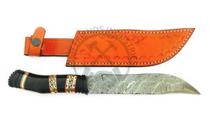 Cuchillo Bowie de Damasco, nueva edición, forjado a mano, cuchillo de caza, hoja de supervivencia, regalo con funda de cuero para camping, colección, regalos. - Product Image 6