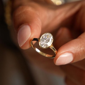 IGI Certified Elegant Design 2 Carat Oval Brilliant Cut Lab Grown Diamond Solitaire Engagement <b>Ring</b> Bezel <b>Set</b> 14K <b>Gold</b> - Product Image 6