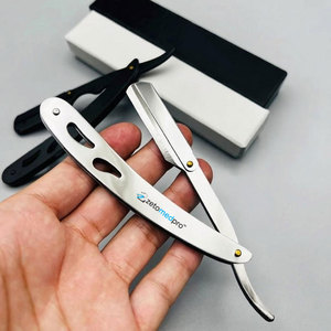 Navaja de Afeitar Plegable Profesional para Salón, Cuchilla de Acero Inoxidable Plegable, Navaja de Barbero con Logotipo Personalizado, Cuchilla para Cortar el Cabello para Hombres - Product Image 2