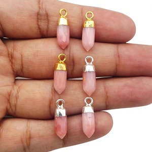 13x5mm Handcrafted Pink Opal Spike <b>Pendant</b> Necklace 925 Sterling Silver Customizable Children's Birthstone Jewelry Charm Making - Product Image 4
